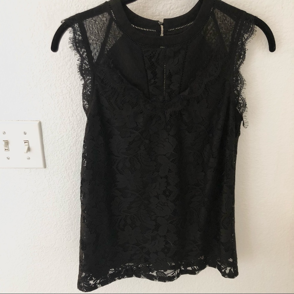 Soaked In Luxury Black Lace Knit Blouse